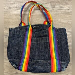 McNairy Brothers NY Denim Tote Bag with Rainbow Straps